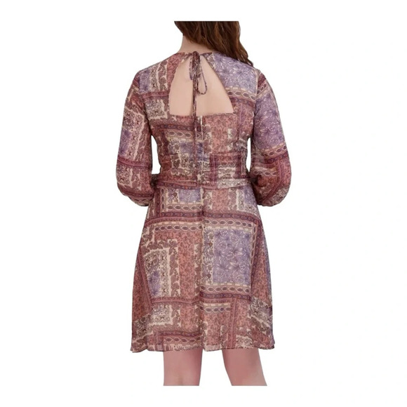JULIA JORDAN PAISLEY CUT OUT  FIT & FLARE DRESS IN LIGHT BROWN NWOT - Picture 3 of 8